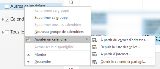 Outlook - calendrier