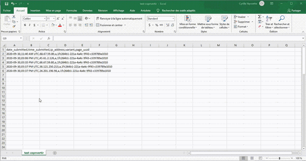 Excel-convertir les données csv