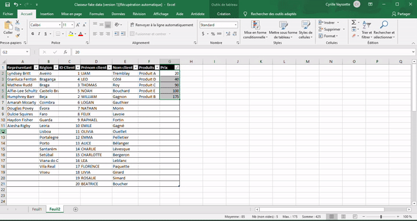 Excel-insérer plusieurs rangs ou colonnes