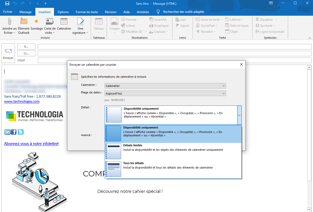 outlook - calendrier